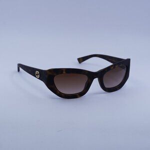 Gucci GG1784S 002 Sunglasses Dark Havana Cat Eye Frame, Brown Lenses